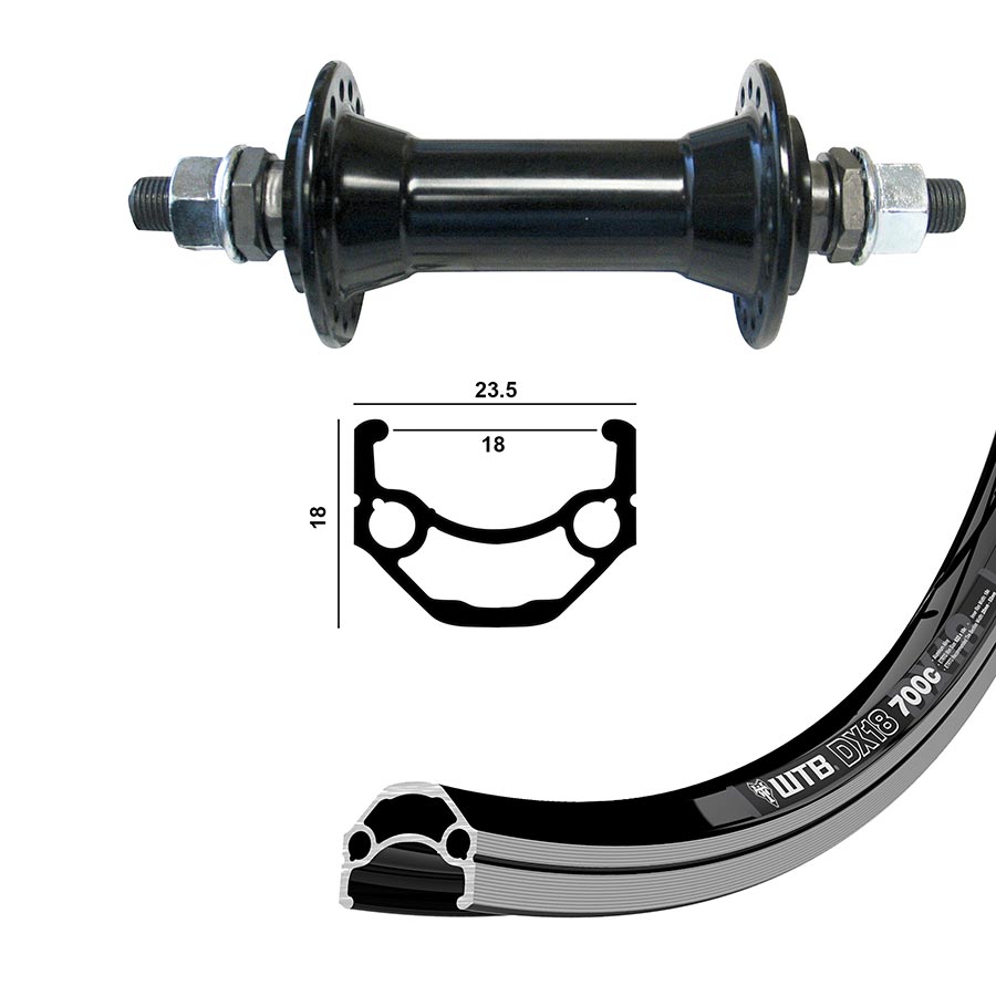 WHEEL, FRONT, 700C / 622, HOLES: 36, BOLT-ON, 100MM, RIM