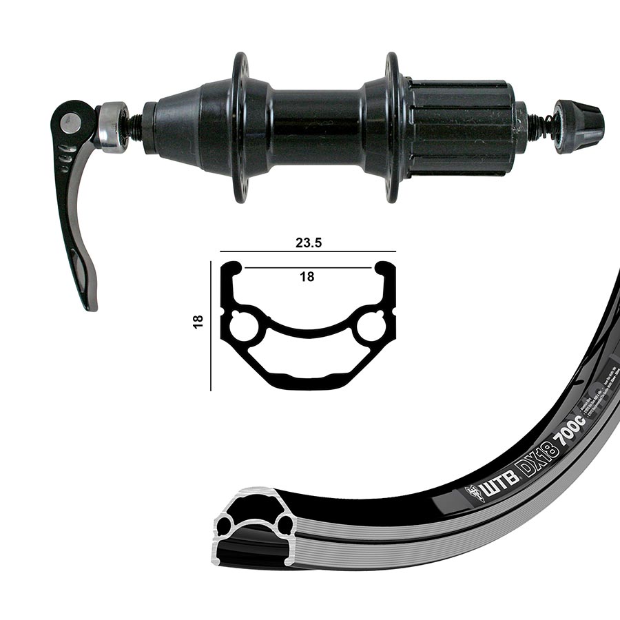 WHEEL, REAR, 700C / 622, HOLES: 36, QR, 135MM, RIM, SHIMANO HG