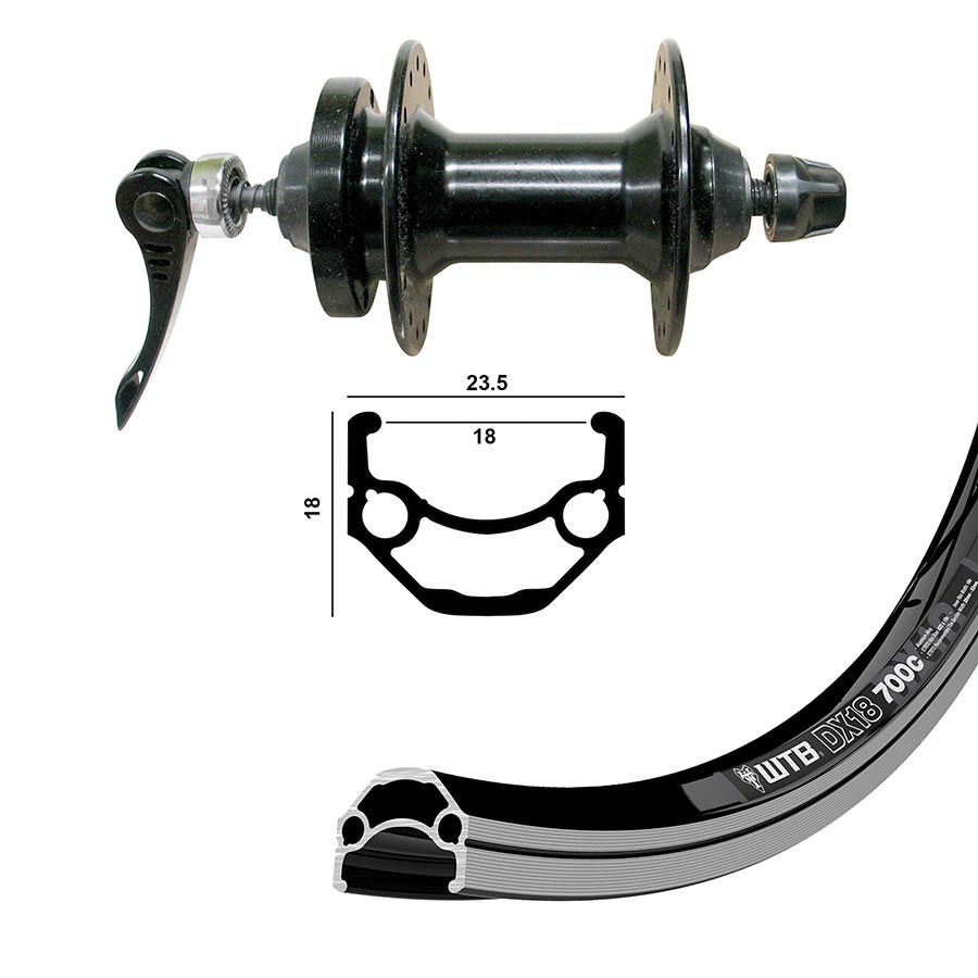 WHEEL, FRONT, 700C / 622, HOLES: 36, QR, 100MM, RIM AND DISC IS 6-BOLT