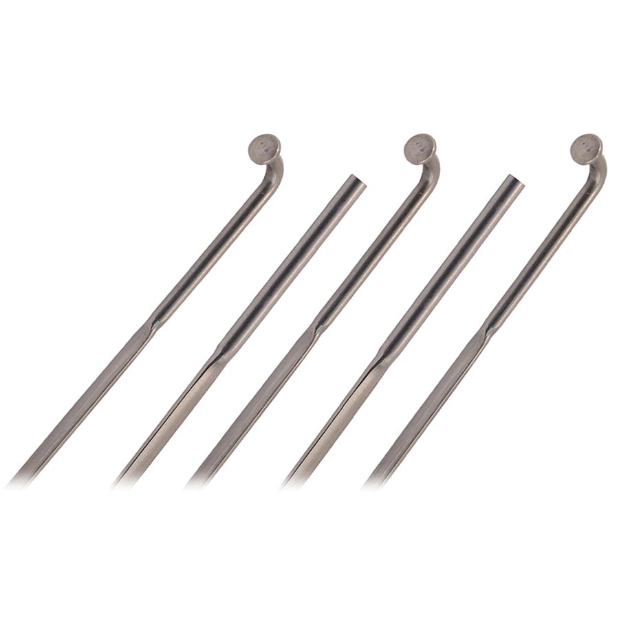 SPOKES, BLADED J-BEND, SILVER, 2.0, LENGTH: 310MM, NO THREADS, CUT TO SIZE, PACK OF 100