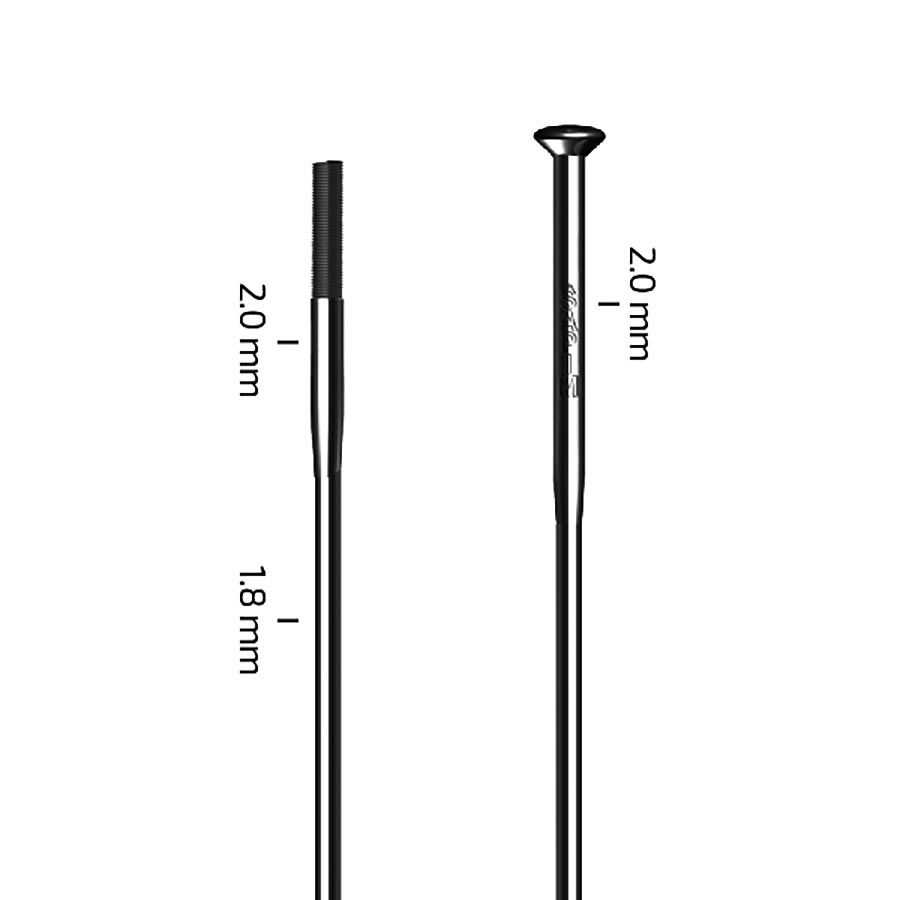 SPOKES, STRAIGHT PULL, BLACK, 2.2/1.8/2.0, LENGTH: 296, UNIT