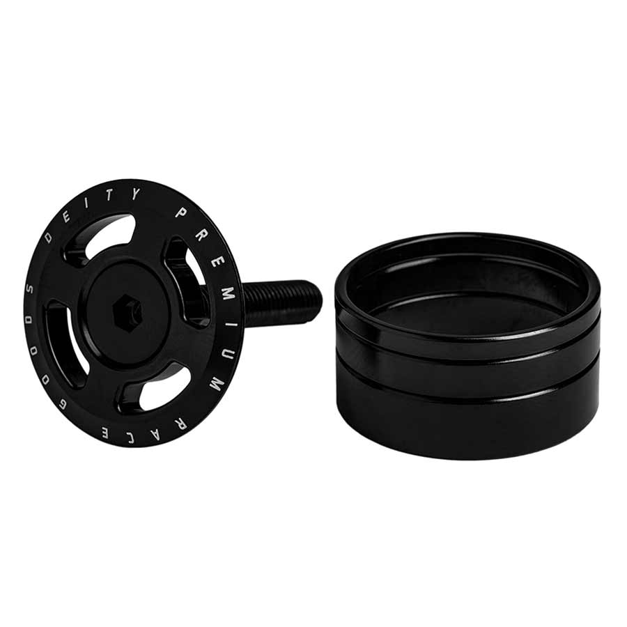 TOPCAP AND HEADSET SPACERS, 1-1/8'', BLACK