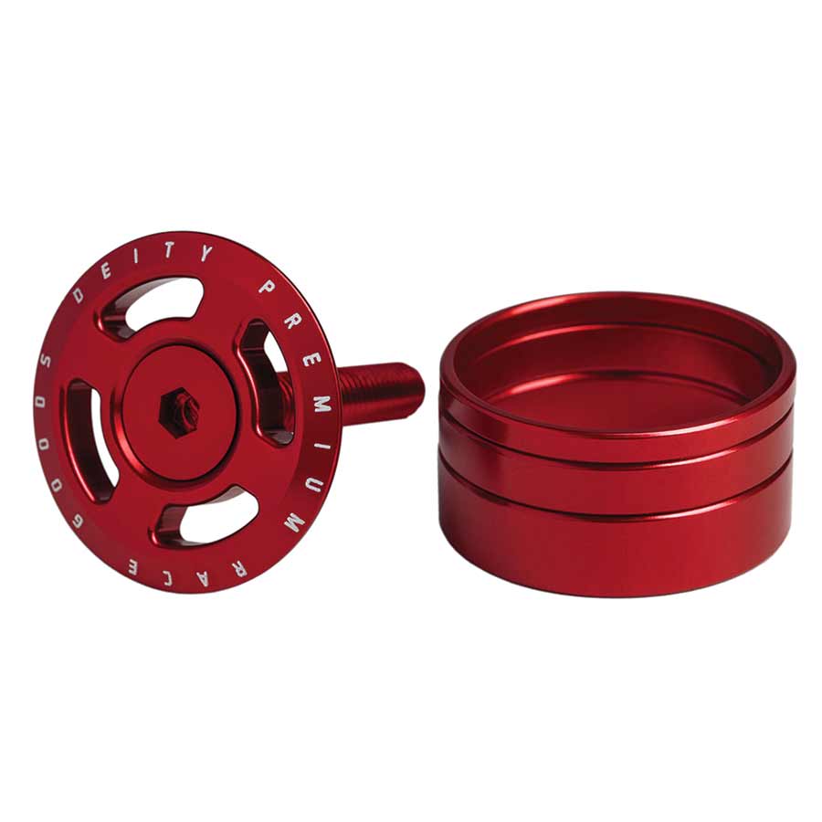 TOPCAP AND HEADSET SPACERS, 1-1/8'', RED