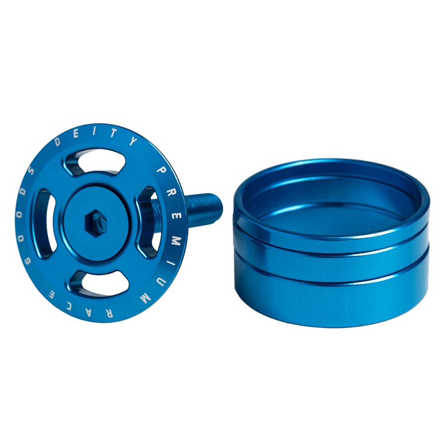 TOPCAP AND HEADSET SPACERS, 1-1/8'', BLUE