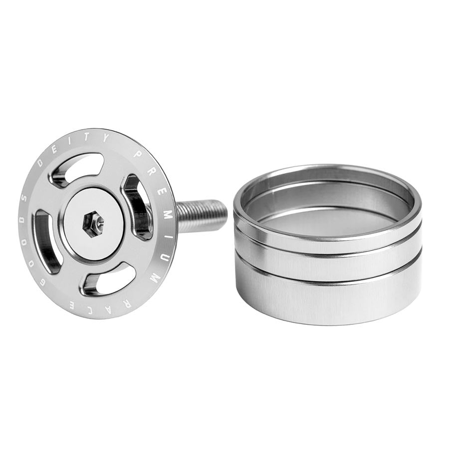 TOPCAP AND HEADSET SPACERS, 1-1/8'', SILVER