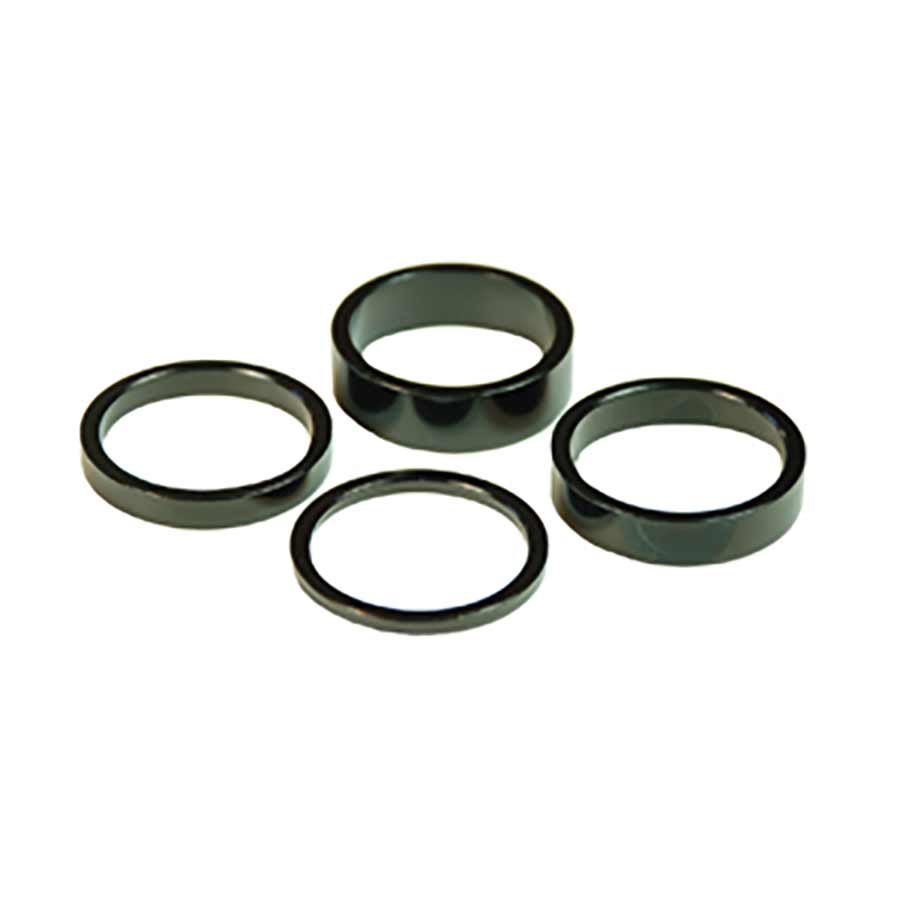 1-1/8'', HEIGHT: 2.5MM/5MM/7.5MM/10MM, ALUMINUM, BLACK, 4PCS