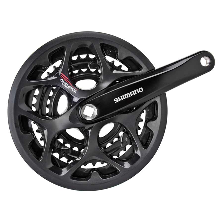 CRANKSET, 7/8 SP., 170MM, 30/39/50T, BCD:RIVETS, SQUARE, 45MM, W/ CHAINGUARD, BLACK