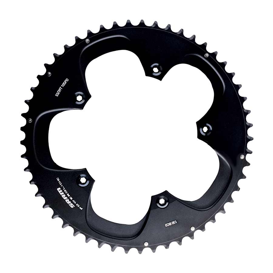 10 SP, BCD 130MM, 5-BOLT, RED, OUTER CHAINRING, FOR ROAD DOUBLE, ALUMINUM, BLACK, 11.6215.198.000
