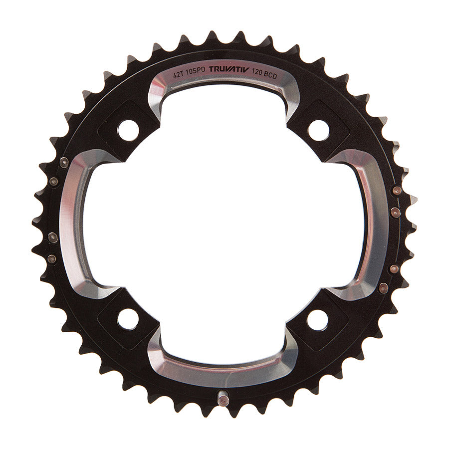 10 SP, BCD 120MM, 4-BOLT, ALL 28/42, OUTER CHAINRING, FOR L-PIN GXP 2X10, ALUMINUM, BLACK, 11.6215.188.240
