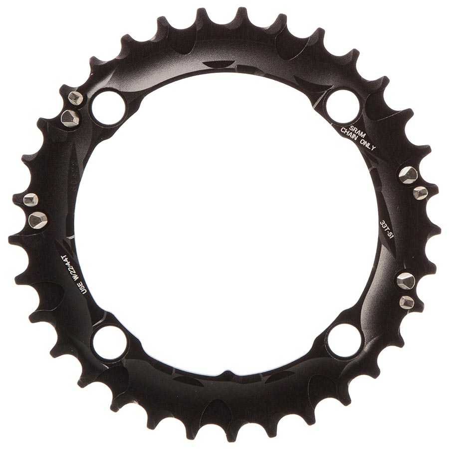 10 SP, BCD 104MM, 4-BOLT, MIDDLE CHAINRING, FOR 22/33/44, ALUMINUM, BLACK, 11.6215.188.290