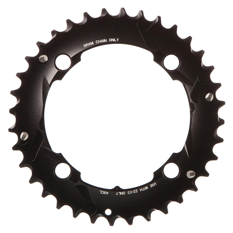 10 SP, BCD 104MM, 4-BOLT, POUR BASHGUARD, MIDDLE CHAINRING, FOR NO-PIN, ALUMINUM, BLACK, 11.6215.188.410