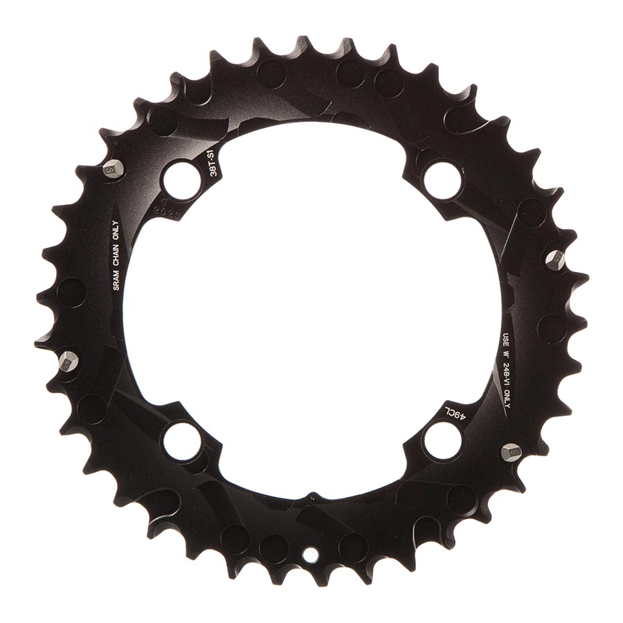 10 SP, BCD 104MM, 4-BOLT, POUR BASHGUARD, MIDDLE CHAINRING, FOR NO-PIN, ALUMINUM, BLACK, 11.6215.188.420
