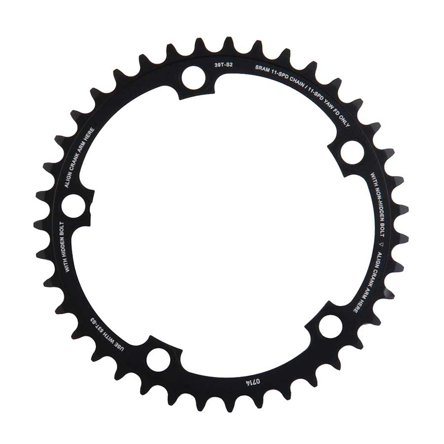 11SP, BCD: 130MM, 5 BOLTS, X-GLIDE, INNER CHAINRING, FOR 39/53, ALUMINUM, BLACK, 11.6218.009.005