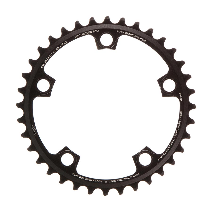 11SP, BCD: 110MM, 5 BOLTS, RED X-GLIDE, INNER CHAINRING, FOR 36/46 OR 36/52, ALUMINUM, BLACK, 11.6218.010.009