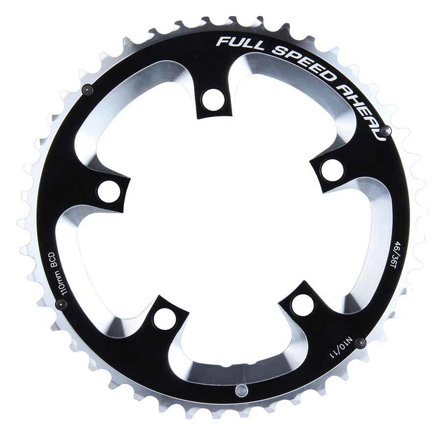 10/11SP., BCD: 110MM, 5 BOLTS, SUPER ROAD, OUTER CHAINRING, FOR ROAD DOUBLE, ALUMINUM, BLACK, 371-0246A