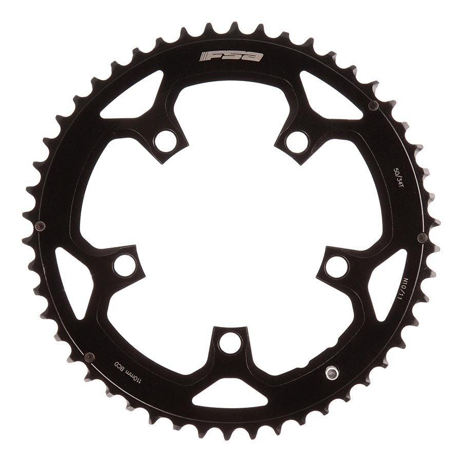 10/11SP., BCD: 110MM, 5 BOLTS, PRO ROAD, OUTER CHAINRING, FOR DOUBLE, ALUMINUM, BLACK, 371-0250F