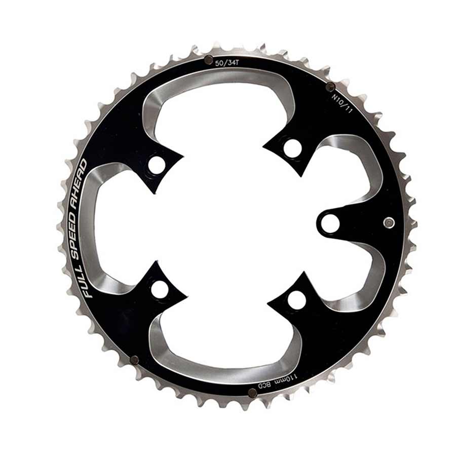 50T, 11SP, BCD: 110MM, 5 BOLT, SUPER ABS ROAD, OUTER CHAINRING, FOR DOUBLE, ALUMINUM, BLACK