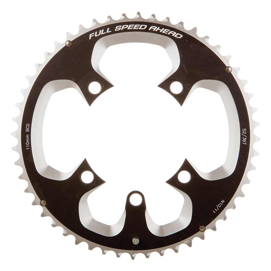 52T, 11SP, BCD: 110MM, 5 BOLT, SUPER ABS ROAD, OUTER CHAINRING, FOR DOUBLE, ALUMINUM, BLACK