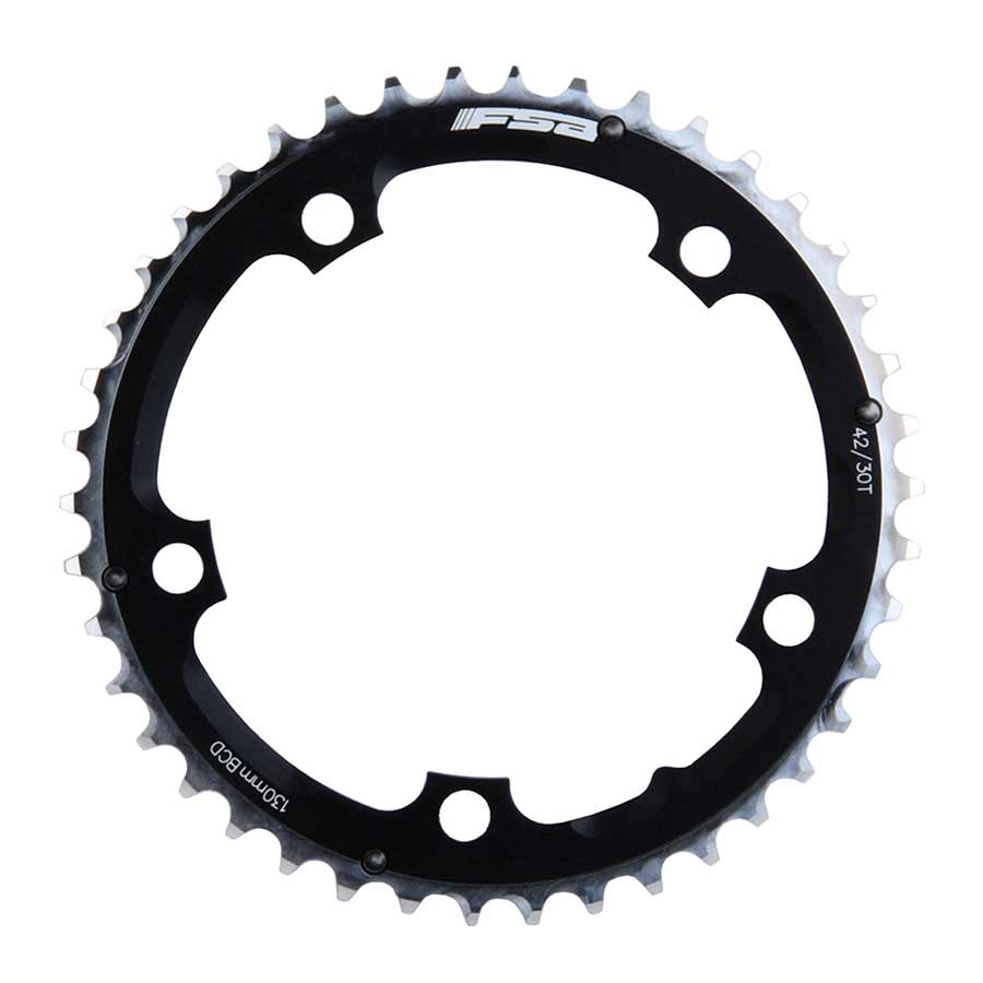 42T, 9SP, BCD: 130MM, 5 BOLT, PRO ROAD, MIDDLE CHAINRING, FOR SHIMANO 9, CAMPAGNOLO 10, ALUMINUM, BLACK