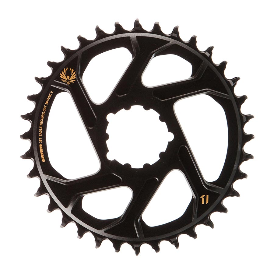 CHAINRING, TEETH: 36, SPEED: 12, BCD: DIRECT MOUNT, SINGLE, ALUMINUM, GOLD