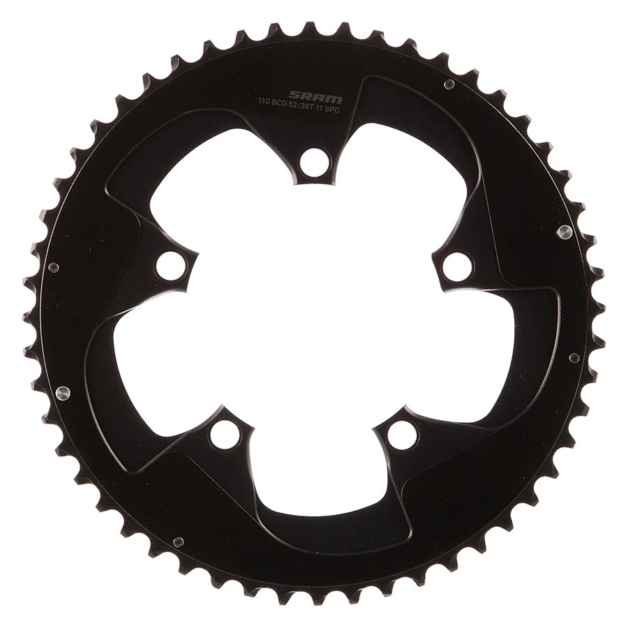 52T, 11SP, BCD: 110MM, CHAINRING, ALUMINUM, BLACK