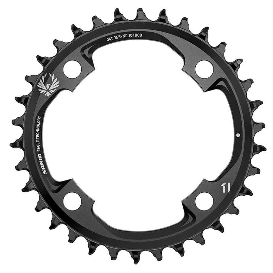 34 CHAINRING, 12SP, BCD: 104, ALUMINUM, BLACK