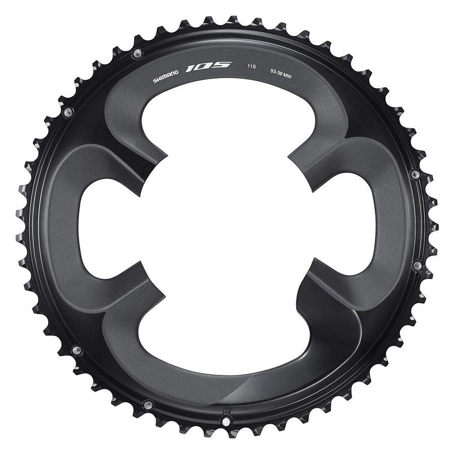 CHAINRING, TEETH: 53, SPEED: 11, BCD: 110, BOLTS: 4, OUTER, ALUMINUM, BLACK, Y1WV98050