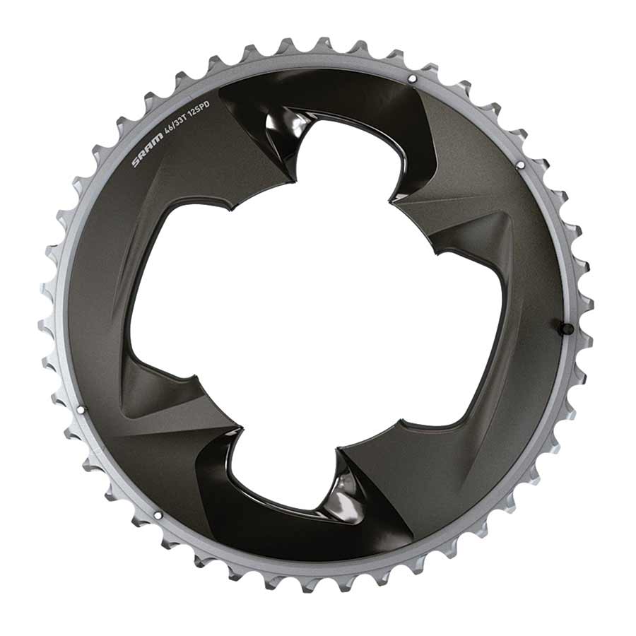 CHAINRING, TEETH: 43, SPEED: 12, BCD: 94, BOLTS: 4, OUTER, ALUMINUM, BLACK