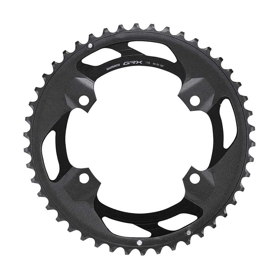 CHAINRING, TEETH: 46, SPEED: 11, BCD: 110, BOLTS: 4, OUTER, ALUMINUM, BLACK