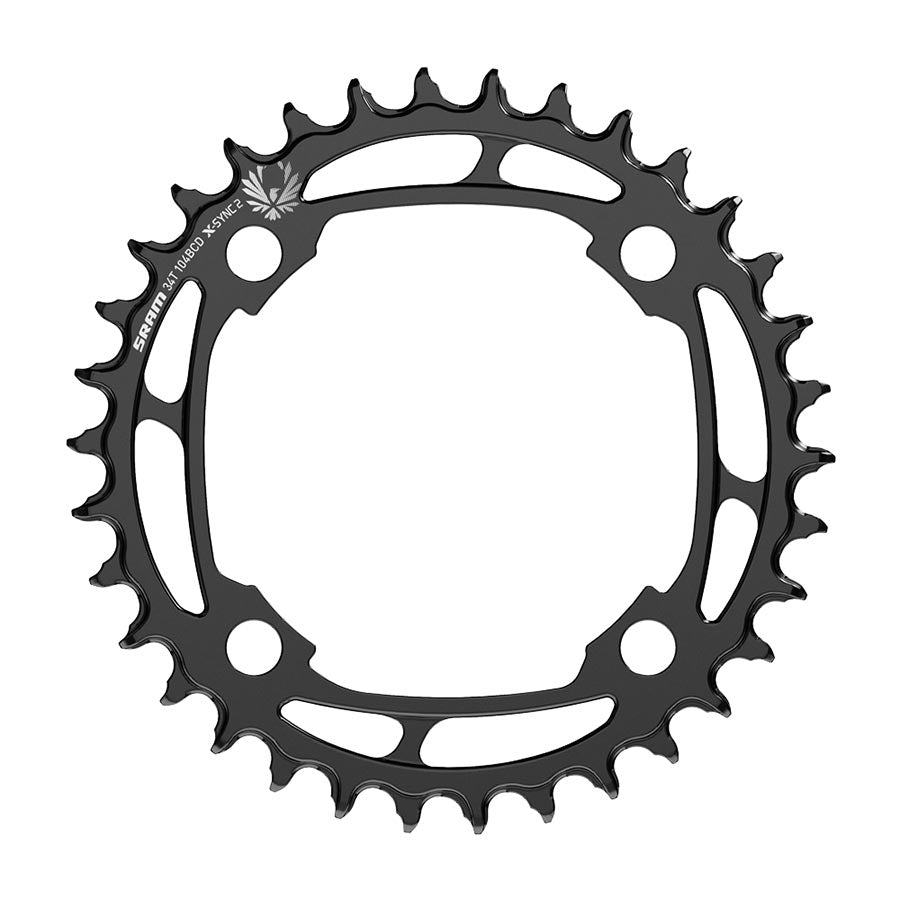 CHAINRING, TEETH: 34, SPEED: 11/12, BCD: 104, BOLTS: 4, STEEL, BLACK