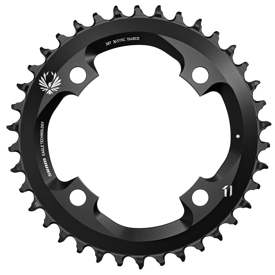 CHAINRING, TEETH: 38, SPEED: 11/12, BCD: 104, BOLTS: 4, STEEL, BLACK