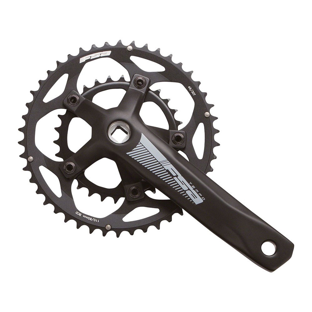 FSA CRANKSET, TEMPO, 46/30T X 165MM, 110/80MM BCD, JIS, N-10/11, ALLOY, BLACK (CK-201ST/WT)