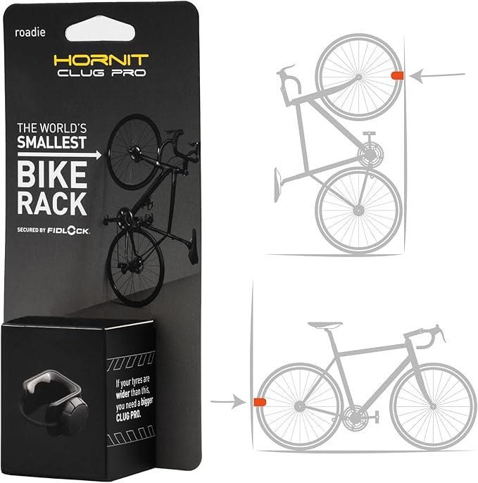CLUG PRO WALL MOUNT BICYCLE STORAGE RACK WITH FIDLOCK, HYBRID (FITS TIRES 33MM - 43MM)