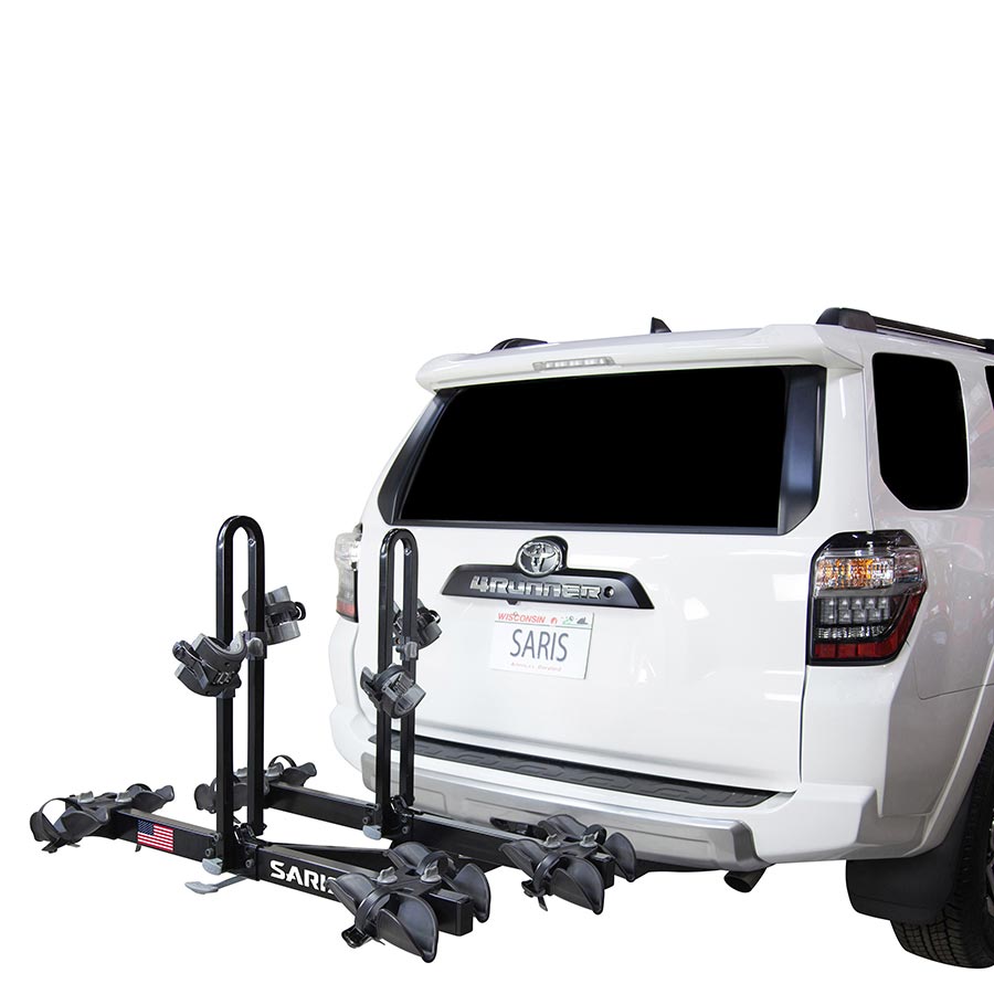 HITCH MOUNT RACK, 2'', BIKES: 4, MAX WEIGHT PER BIKE: 60 LB FOR 2 CLOSEST - 35 LB FOR 2 FURTHEST TRAYS