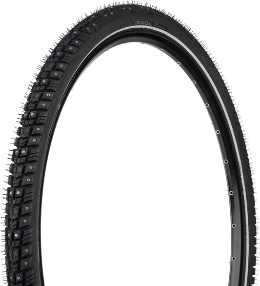 45NRTH GRAVDAL TIRE - 700 X 45 CLINCHER STEEL BLACK 33TPI 240 CONCAVE CARBIDE ALUMINUM STUDS