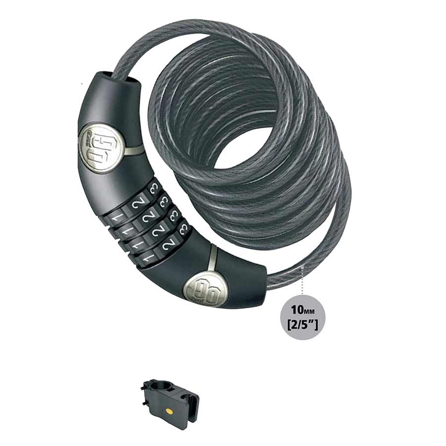 COIL CABLE WITH COMBINATION LOCK, 10MM X 185CM (10MM X 6')