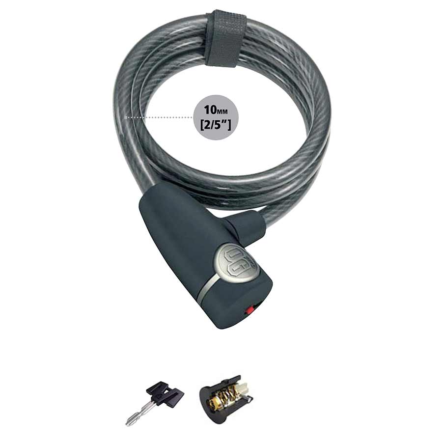COIL CABLE WITH KEY LOCK, 10MM X 120CM (10MM X 4')