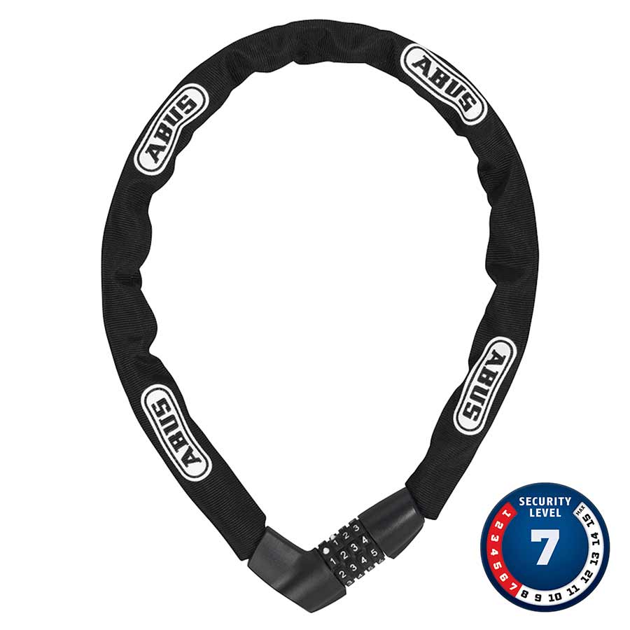 CHAIN LOCK, COMBO, 7MM, 85CM, 2.8', BLACK