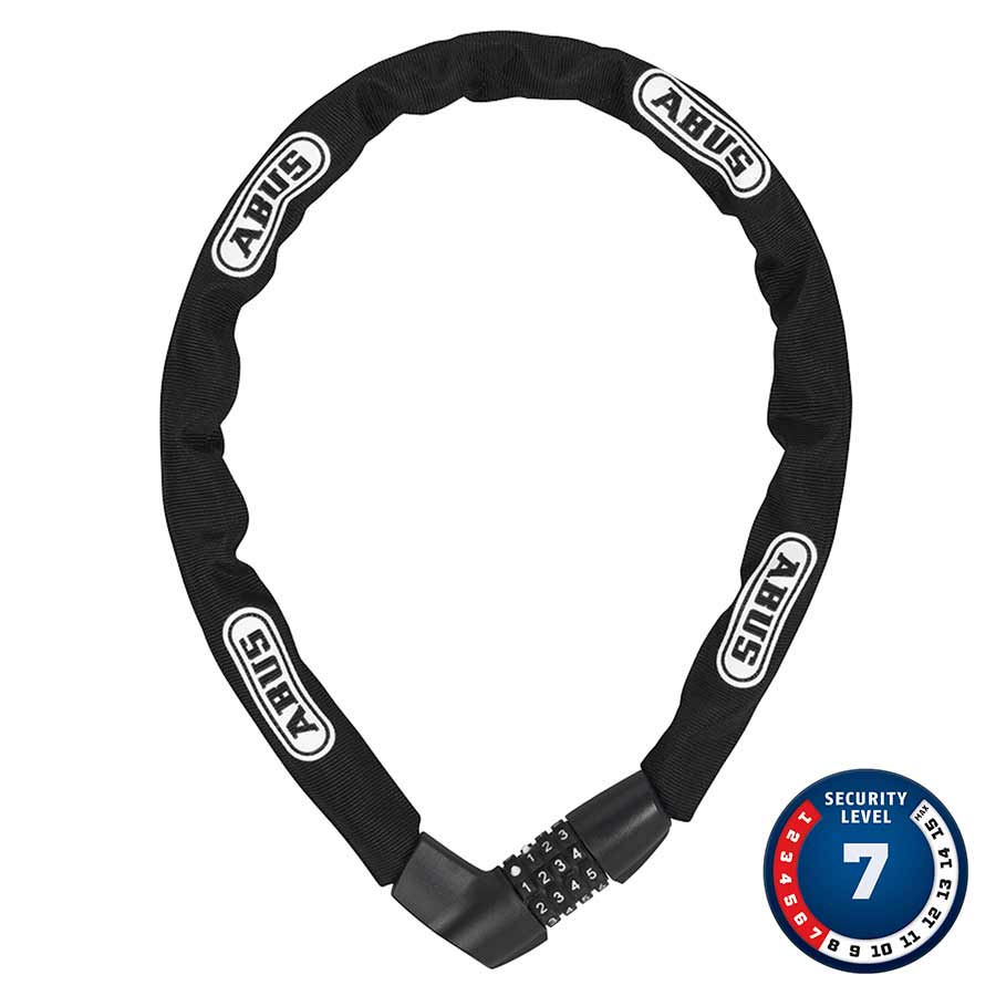 CHAIN LOCK, COMBO, 7MM, 110CM, 3.6', BLACK
