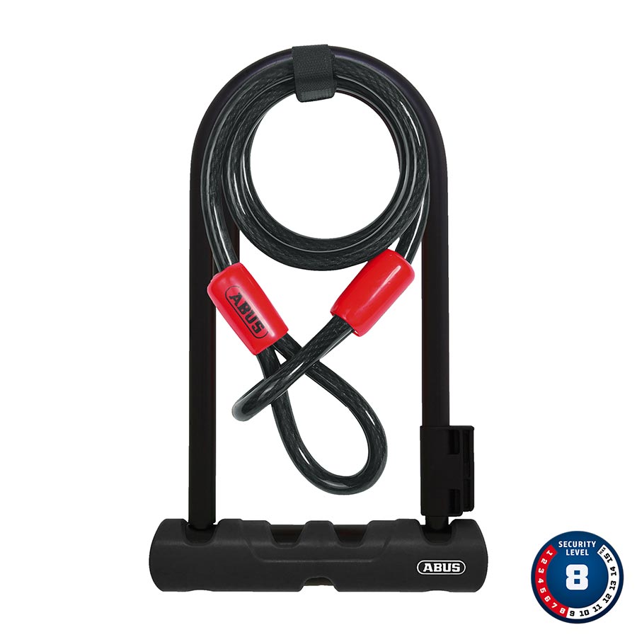 U-LOCK, KEY, 12MM, 17.0CM X 23.0CM, 6.7" X 9", SH34, BLACK; CABLE, 10MM, 120CM, 4'