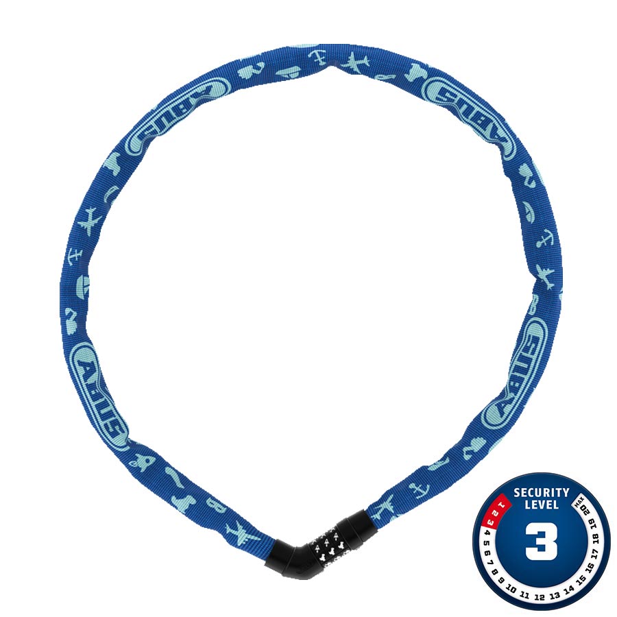 CHAIN LOCK, COMBINATION, 4MM, 75CM, 2.5', BLUE