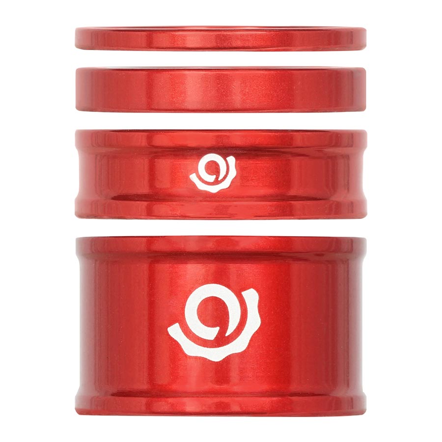 HEADSET SPACER KIT, 1-1/8'', HEIGHT: 2.5MM/5MM/10MM/20MM, ALUMINUM, RED