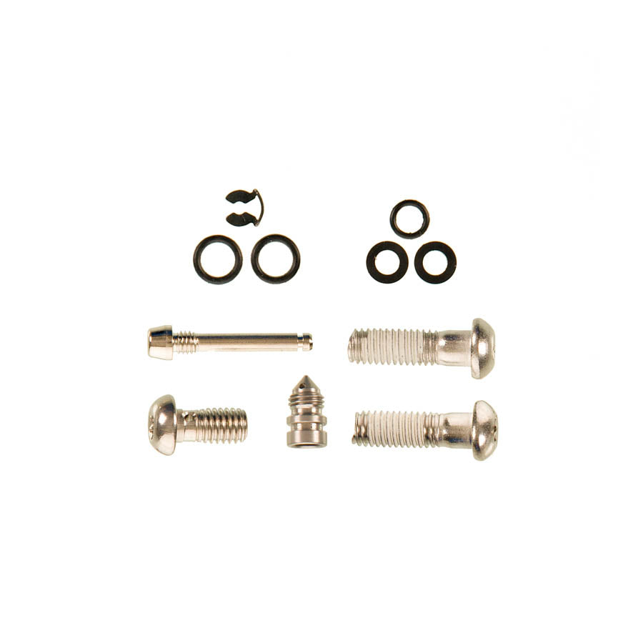 INCLUDES STAINLESS BODY BOLT, BANJO BOLT, SINGLE PORT BLEED SCREW, PAD PIN, KIT