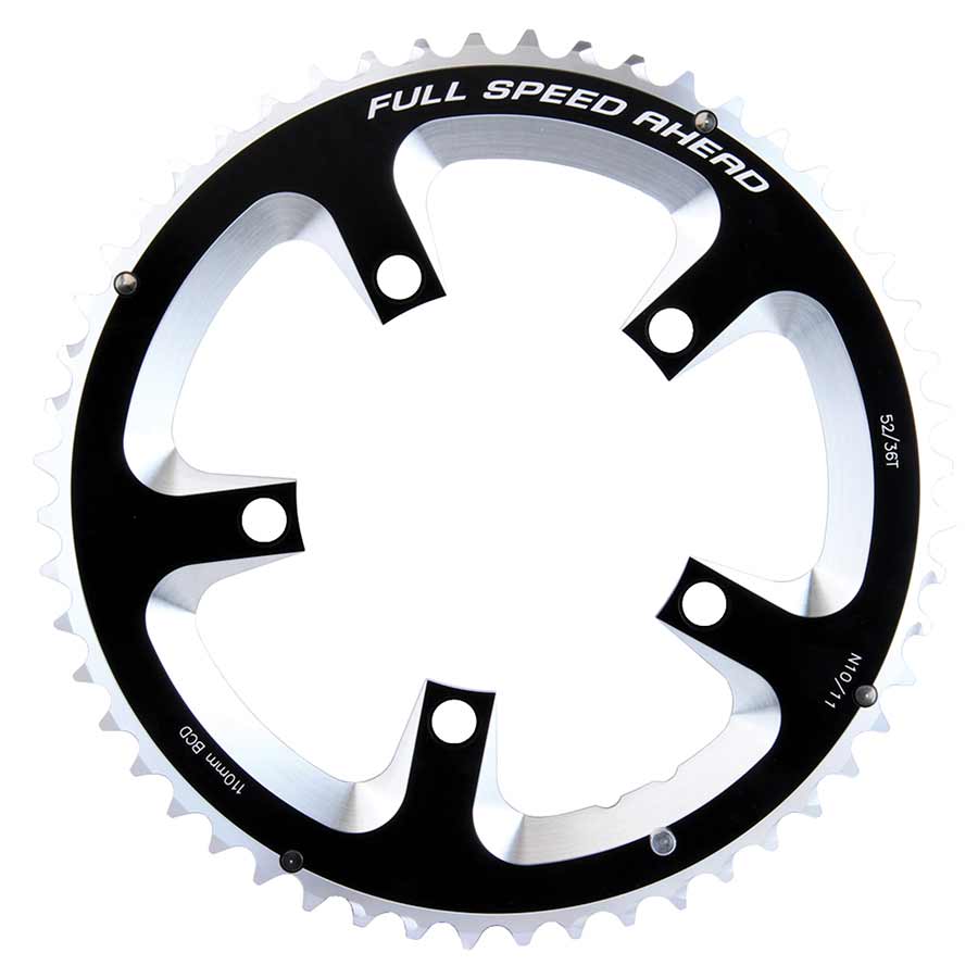 10/11SP., BCD: 110MM, 5 BOLTS, SUPER ROAD, OUTER CHAINRING, FOR DOUBLE, ALUMINUM, BLACK, 371-0252A