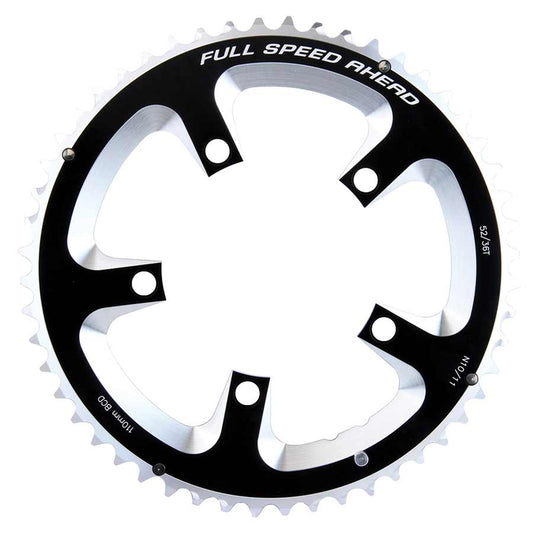 10/11SP., BCD: 110MM, 5 BOLTS, SUPER ROAD, OUTER CHAINRING, FOR DOUBLE, ALUMINUM, BLACK, 371-0252A