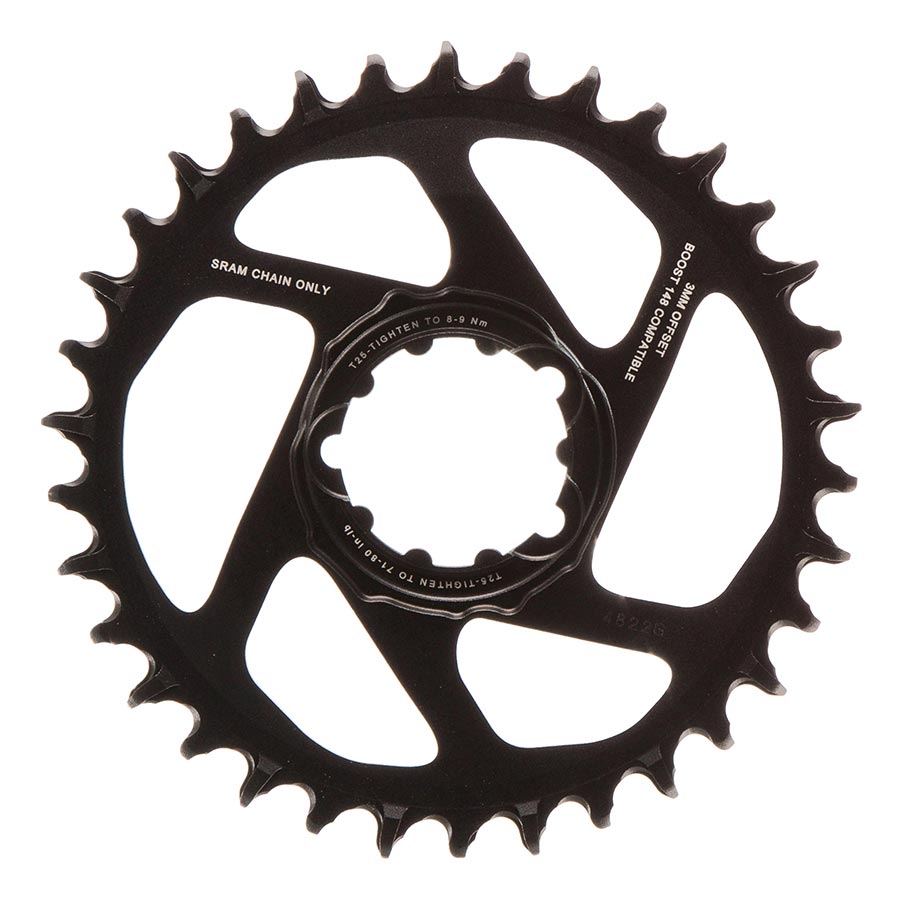 CHAINRING, TEETH: 34, SPEED: 11/12, BCD: DIRECT MOUNT, SINGLE, ALUMINUM, BLACK