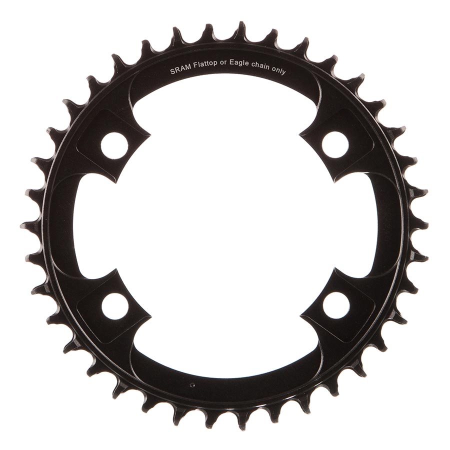 CHAINRING, TEETH: 38, SPEED: 12, BCD: 107, BOLTS: 4, SINGLE, ALUMINUM, BLACK