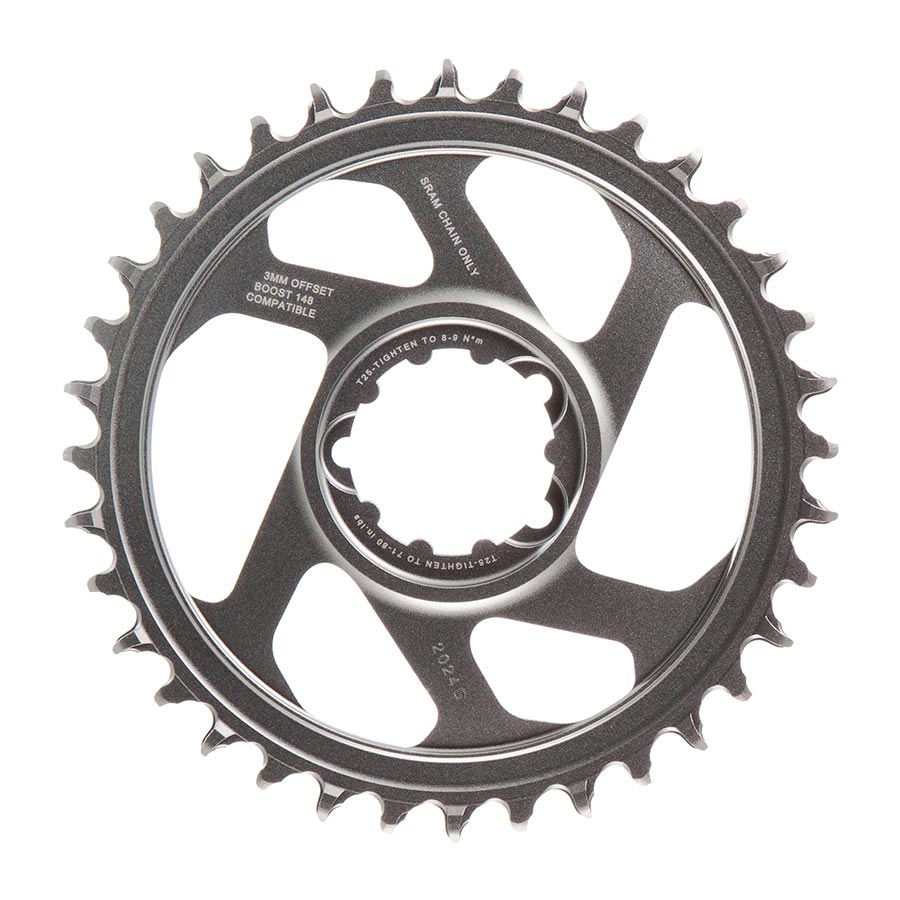 CHAINRING, TEETH: 36, SPEED: 12, BCD: DIRECT MOUNT, SINGLE, ALLOY, OFFSET 3MM, GREY