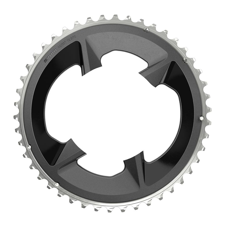 CHAINRING, TEETH: 46, SPEED: 12, BCD: 107MM, BOLTS: 4, ALUMINUM, BLACK