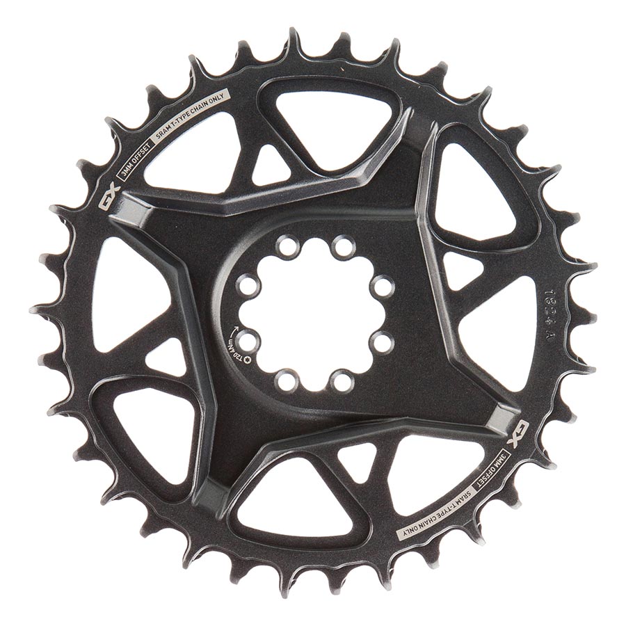 CHAINRING, TEETH: 34, SPEED: 12, BCD: DIRECT MOUNT SRAM 8 BOLT, ALUMINUM, GREY